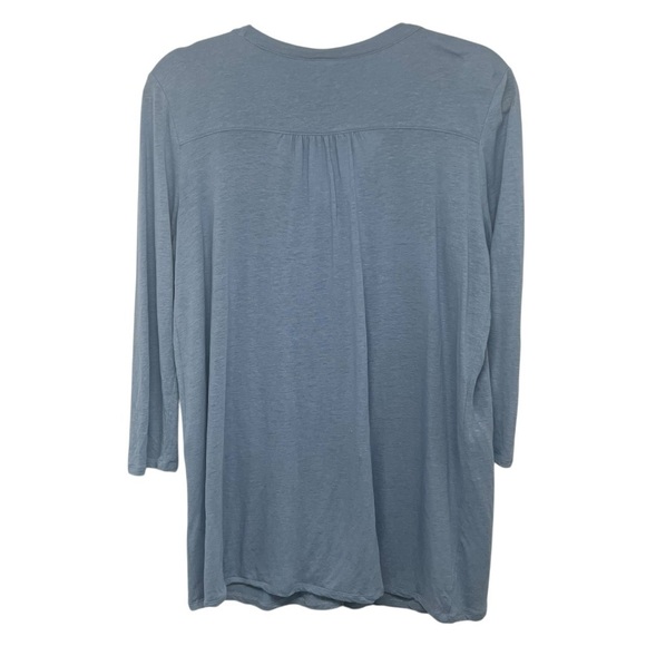 J. Jill Slate Blue Linen Modal Pintuck Button Front Casual Blouse Top Medium - Picture 6 of 9